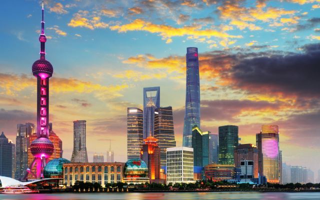 Obzorje mesta Šanghaj na Kitajskem