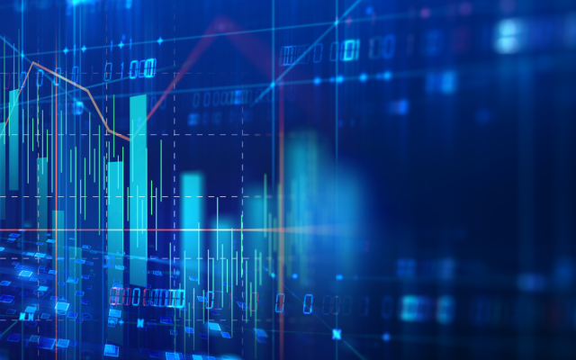 finančni grafi na temno modrem ozadju