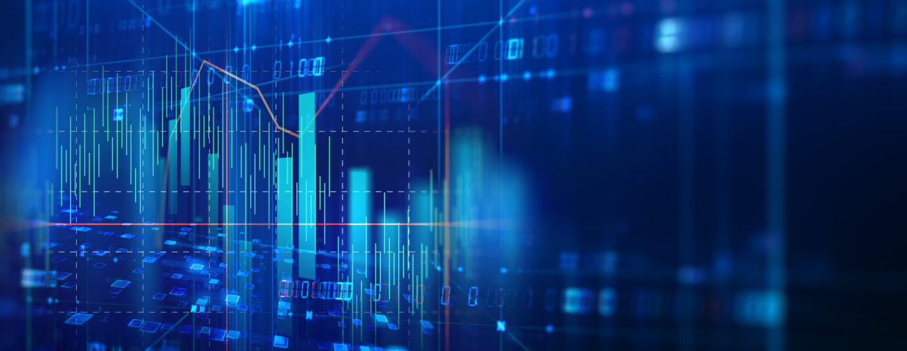 finančni grafi na temno modrem ozadju
